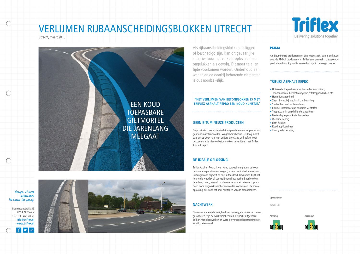 Verlijmen rijbaanscheidingsblokken Utrecht