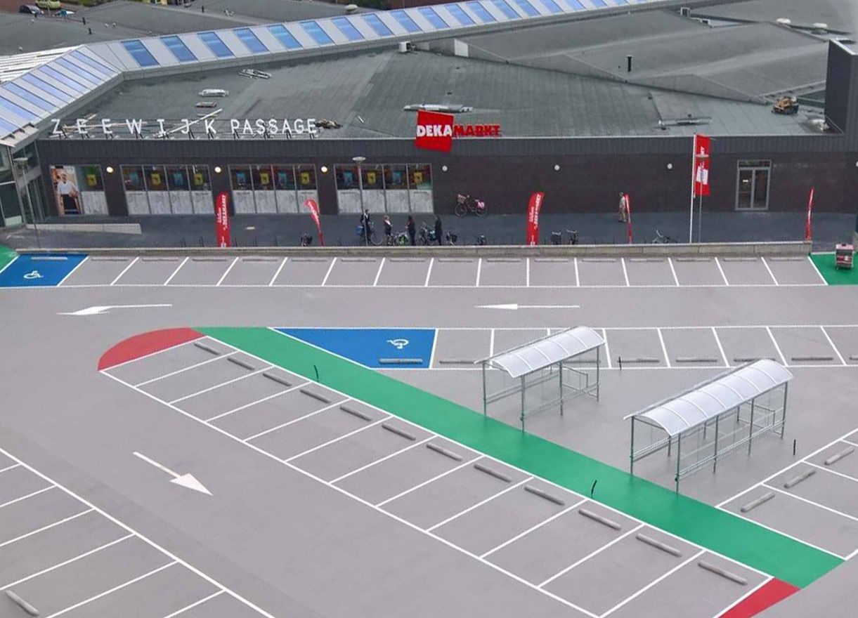 vernieuwde parkeerplaats triflex