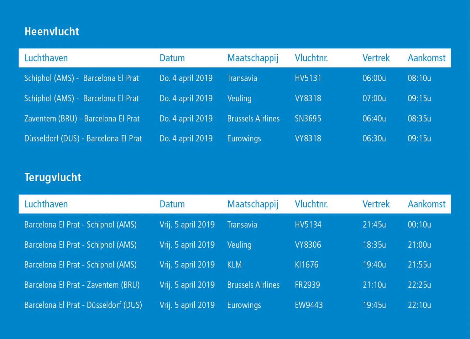 vluchtopties